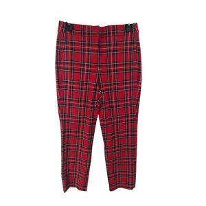 J. Crew NWT Women's  Pull On Pants Red Plaid Tartin Print Holiday Knit Size 2